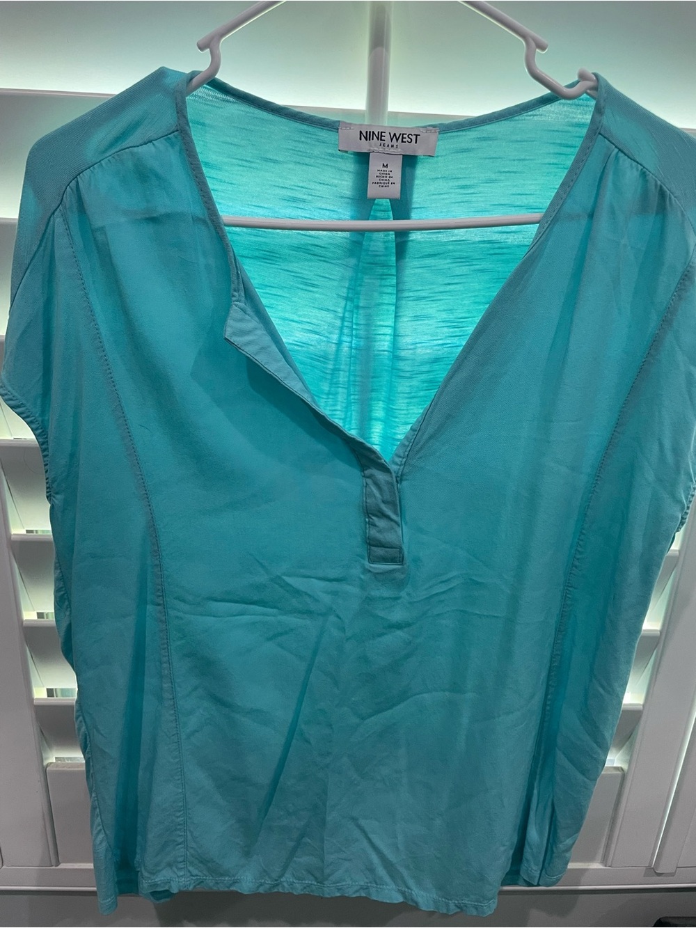 Nine West Aqua V-Neck Tee